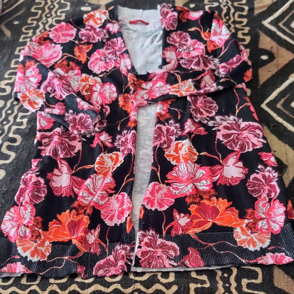 RED.  OPEN CARDIGAN, 3 quarter sleeves size L